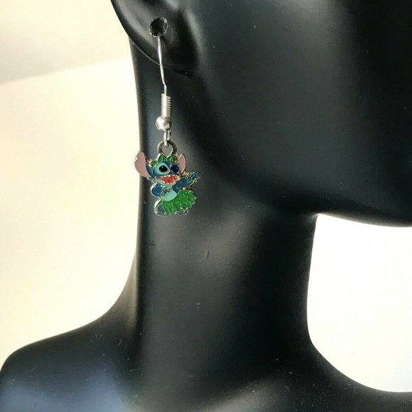 Vintage Disney Lilo & Stitch Earrings Disneyana Aulani Ohana Hawaii Charm - Picture 2 of 7